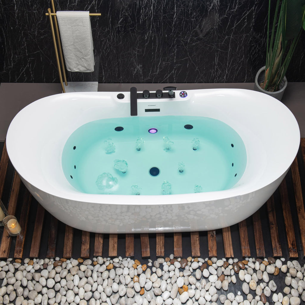 WOODBRIDGE 72"Ã35-3/8" Double Slipper Whirlpool&Air, Heated Soaking Bathtub