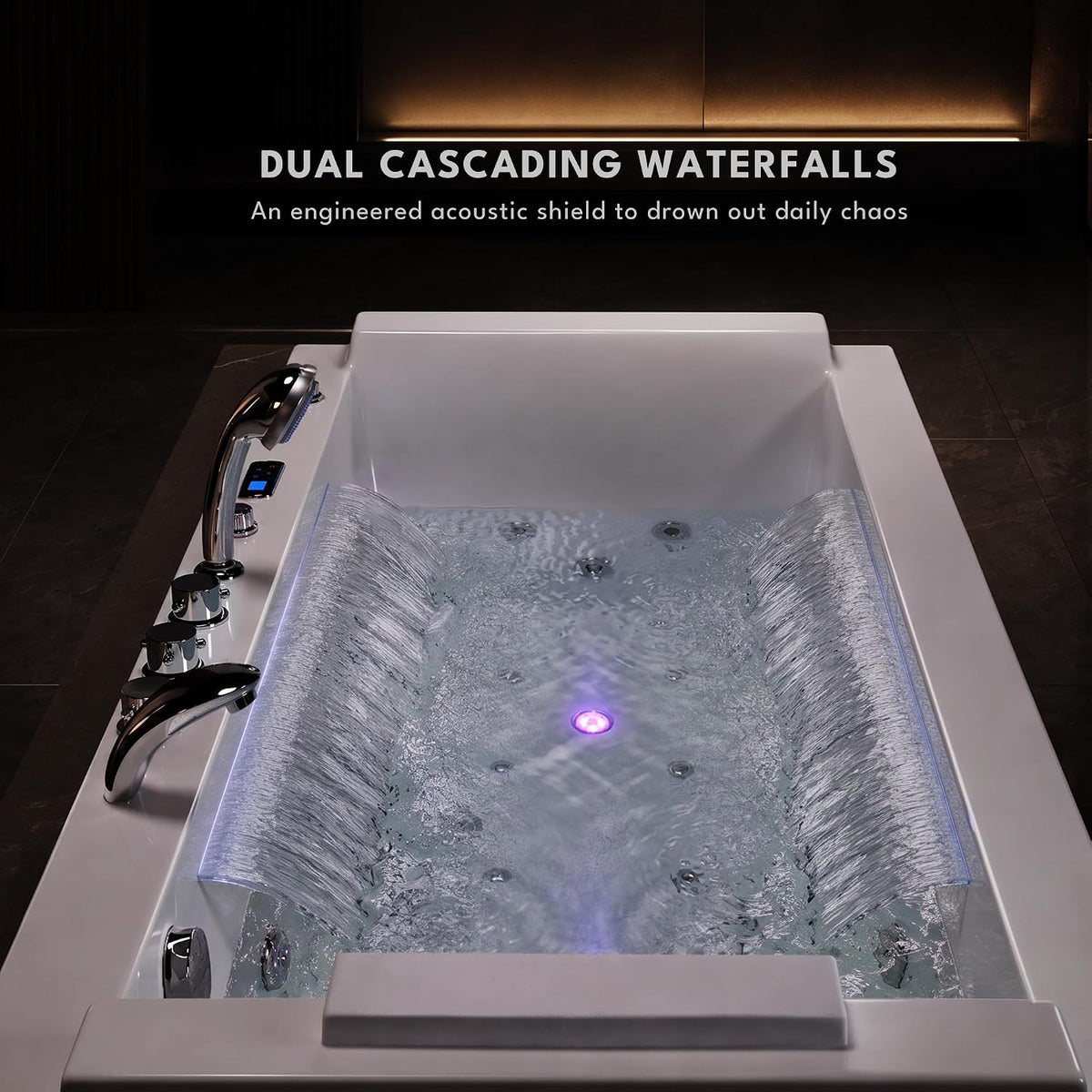 Empava Tub, 71" Jetted Bathtub with Air Bubble Massage & Inline Heater