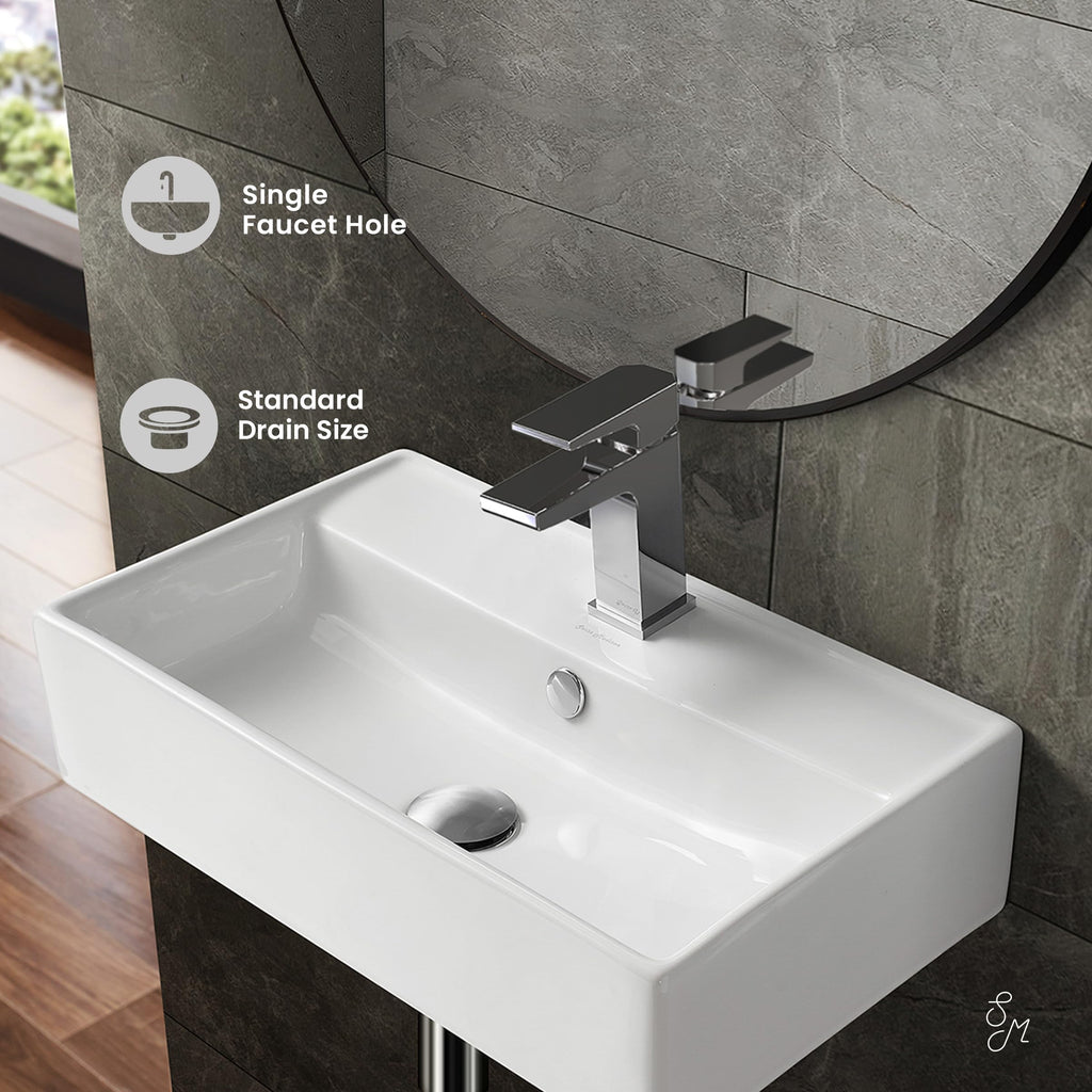 Claire 30" Rectangle Wall Mount Bathroom Sink in Glossy White