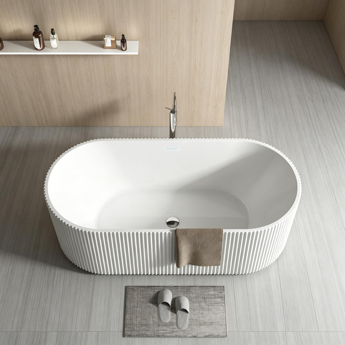 67'' Acrylic Freestanding Bathtub, Extra-Deep Soaking Free Standing Tub for Luxurious Bathing Experience, with Chrome Drain, for Main Bathroom, Black & White
