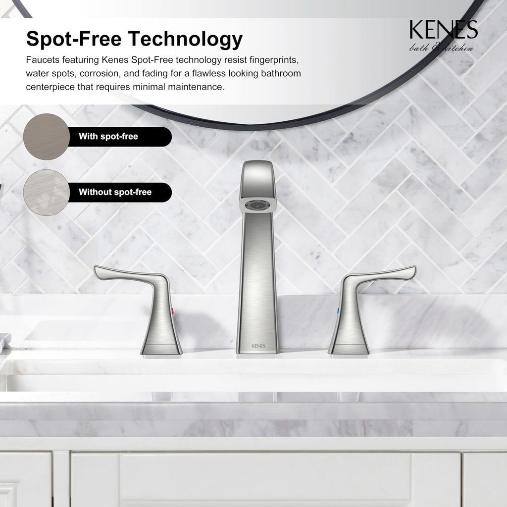 KENES Bathroom Faucets for Sink 3 Hole, Chrome 8 Inch 2 Handle Widespread