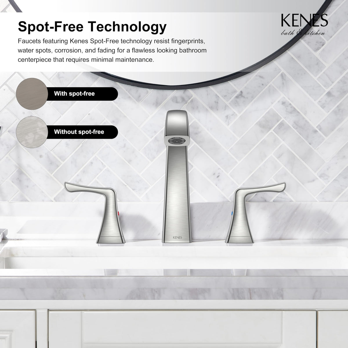 KENES Bathroom Faucets for Sink 3 Hole, Chrome 8 Inch 2 Handle Widespread