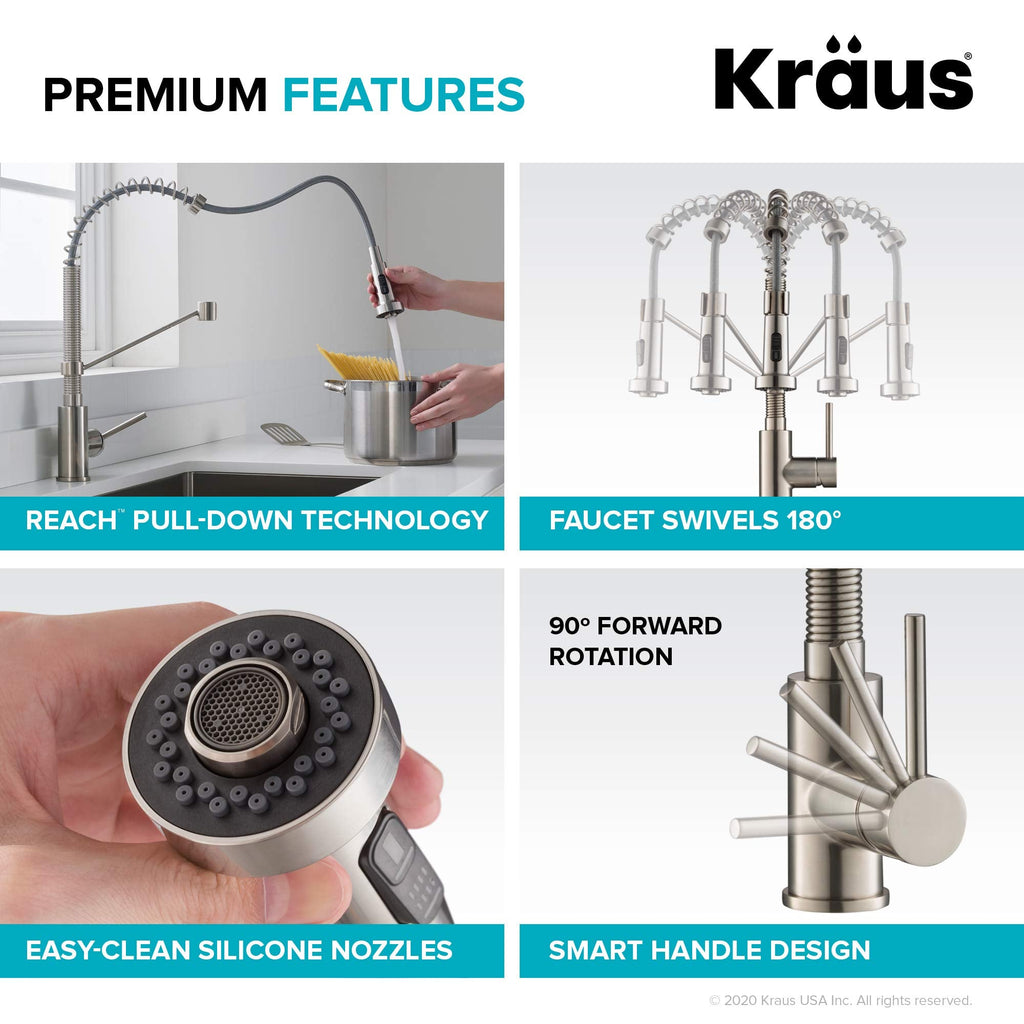 KRAUS Chrome 18.75 in Commercial Pull Down Kitchen Faucet KPF-1610CH