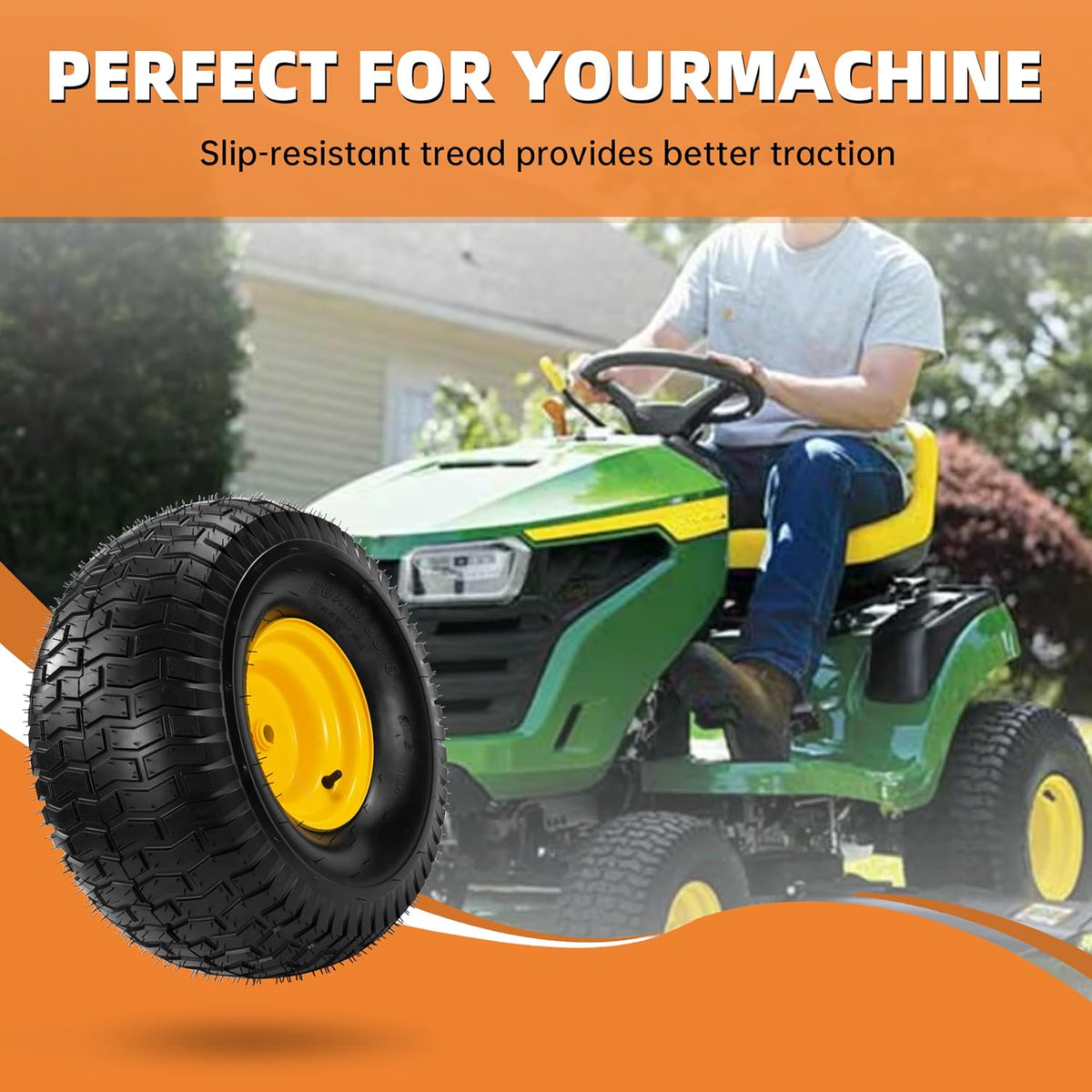 2-Pack 20x10.00-8 Tubeless Lawn Mower Rear Tire and Wheel Assembly, 4-Ply.