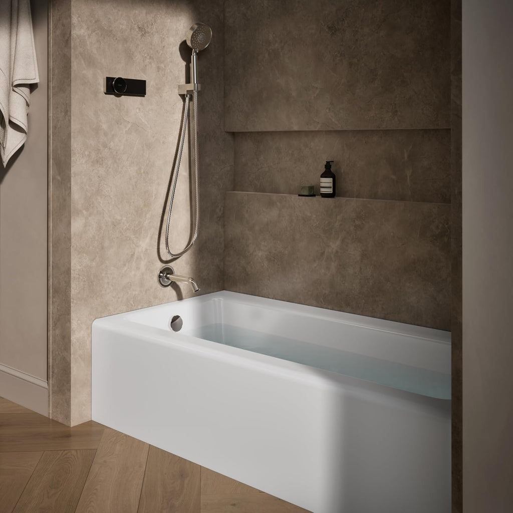 KOHLER K-847-0 Bellwether 66-Inch x 32-Inch Alcove Bath with Integral Apron and left hand drain, White