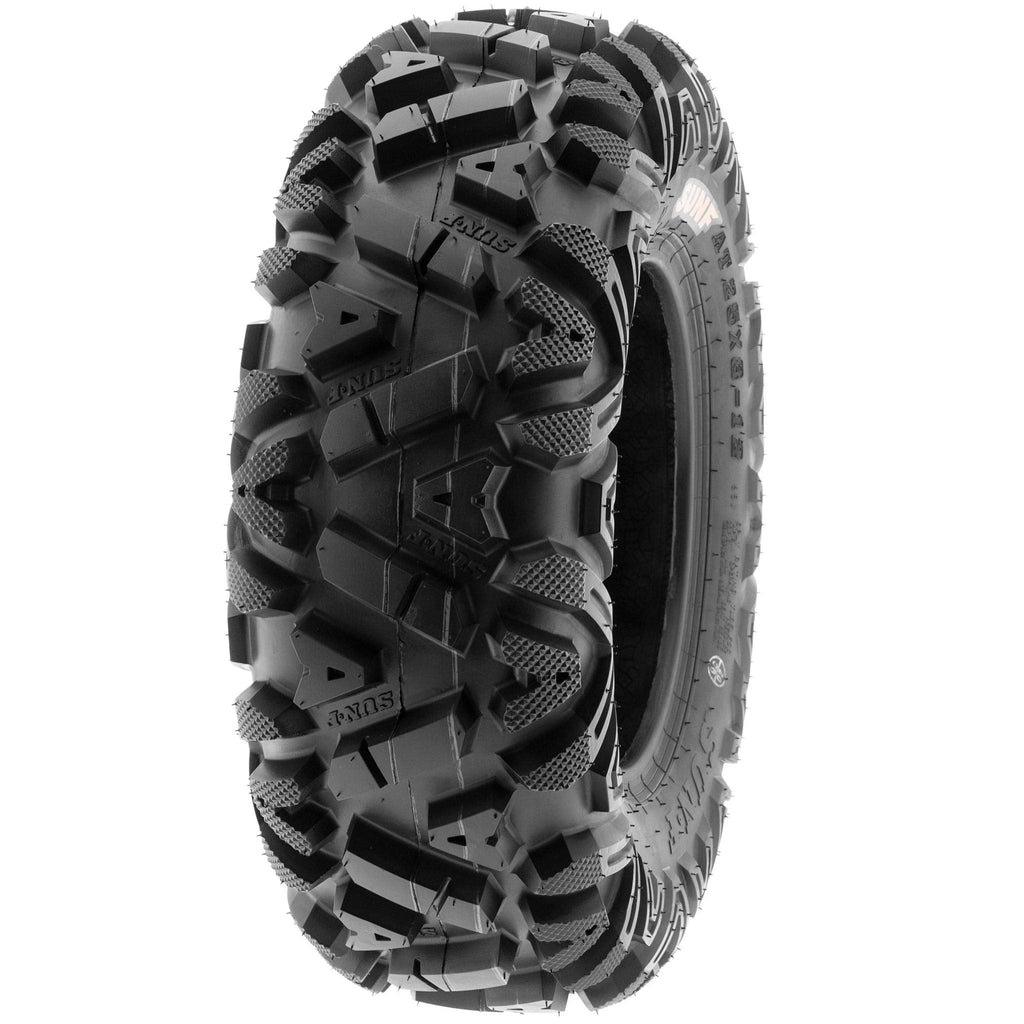 Set of 4 SunF Power.I ATV UTV all-terrain Tires 25x8-12 Front & 25x10-12 Rear, 6 PR, Tubeless A033