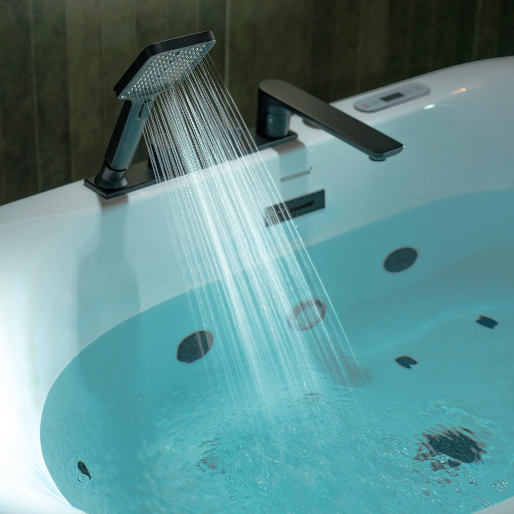 WOODBRIDGE 59"Ã31-1/2" Compact Whirlpool & Air, Heated Bathtub with Faucet