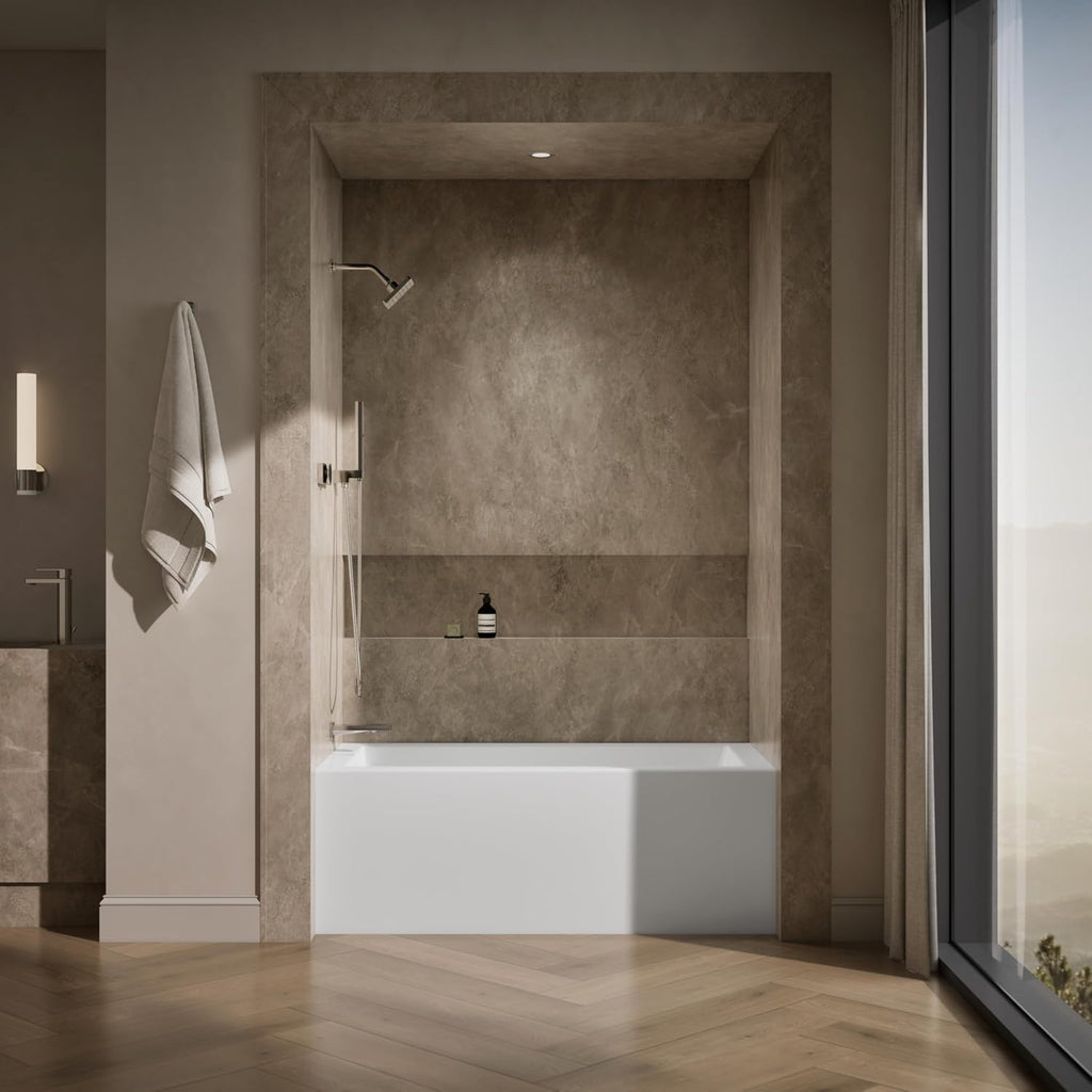 Kohler 20201-LA-0 UnderscoreÂ® 60" x 30" alcove bath with integral apron, integral flange, and left-hand drain, White