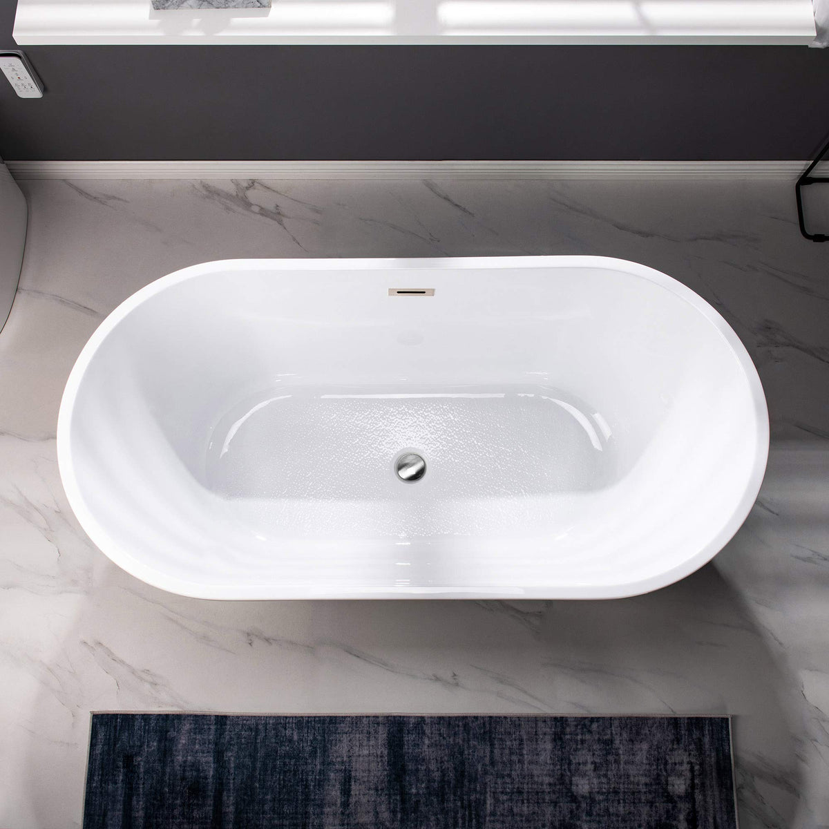 WOODBRIDGE 54" Acrylic Freestanding Bathtub Contemporary Soaking White Tub with Brushed Gold Overflow and Drainï¼BTA1702-BG