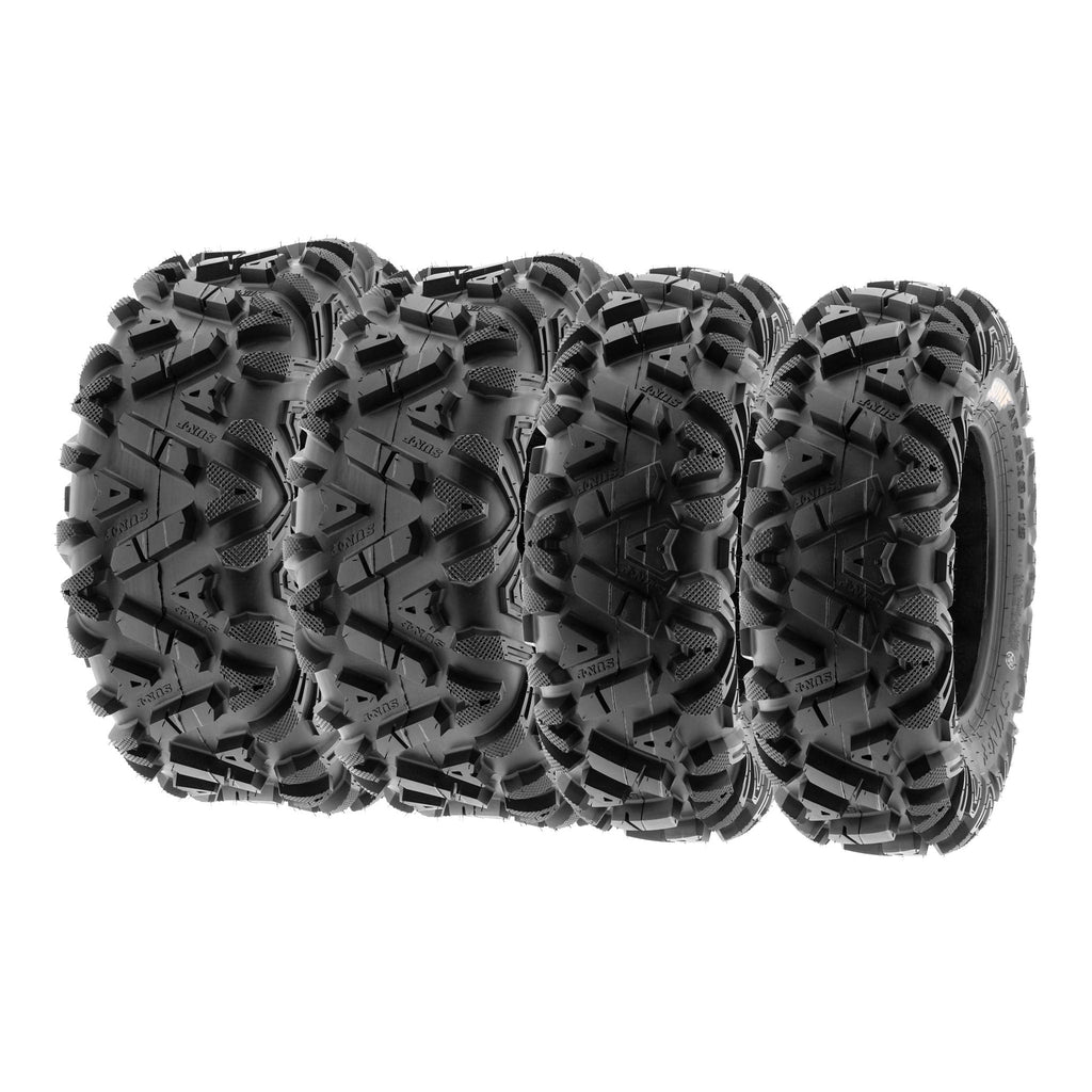 Set of 4 SunF Power.I ATV UTV all-terrain Tires 25x8-12 Front & 25x10-12 Rear, 6 PR, Tubeless A033