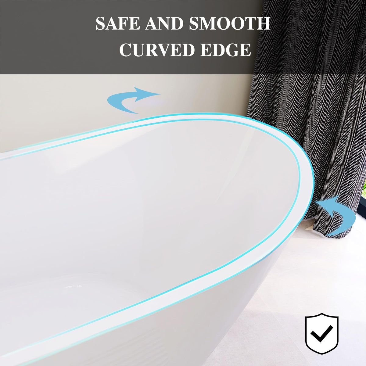 61" Freestanding Bathtubs, Acrylic Soaking Tubs for Adult, Integrated Overflow and Drain, cUPC Certified, Glossy White
