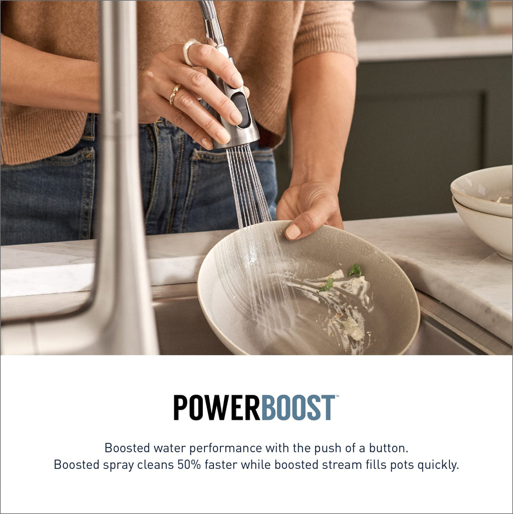 Moen Sleek Oil Rubbed Bronze One-Handle High Arc Kitchen Faucet with Pulldown Sprayer Featuring Power Boost for a Faster Clean, 7864ORB