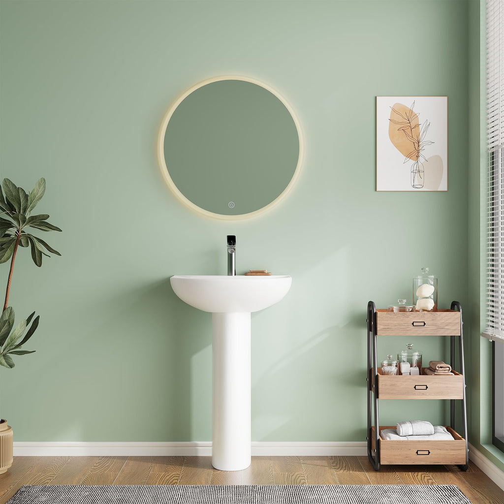26" W X 20" D Bathroom Pedestal Sink, Rectangular White Ceramic Vanity Sink with Overflow and 3 Pre-Drilled Holes - Fits 8-Inch Faucets,Freestanding Restroom Sink Combo for Small Spaces