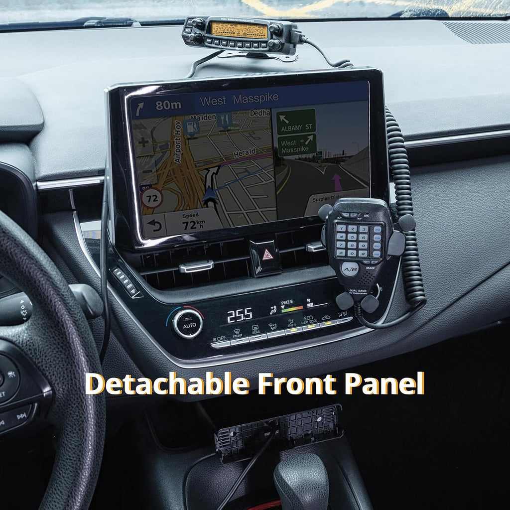 Radioddity DB50 Dual Band Mobile Radio Transceiver, UHF VHF 50W High Power Amateur Ham Radio, Multi-Band Receiver with Detachable Front Panel, Programming Cable, CTCSS/DCS, Chirp Programmable