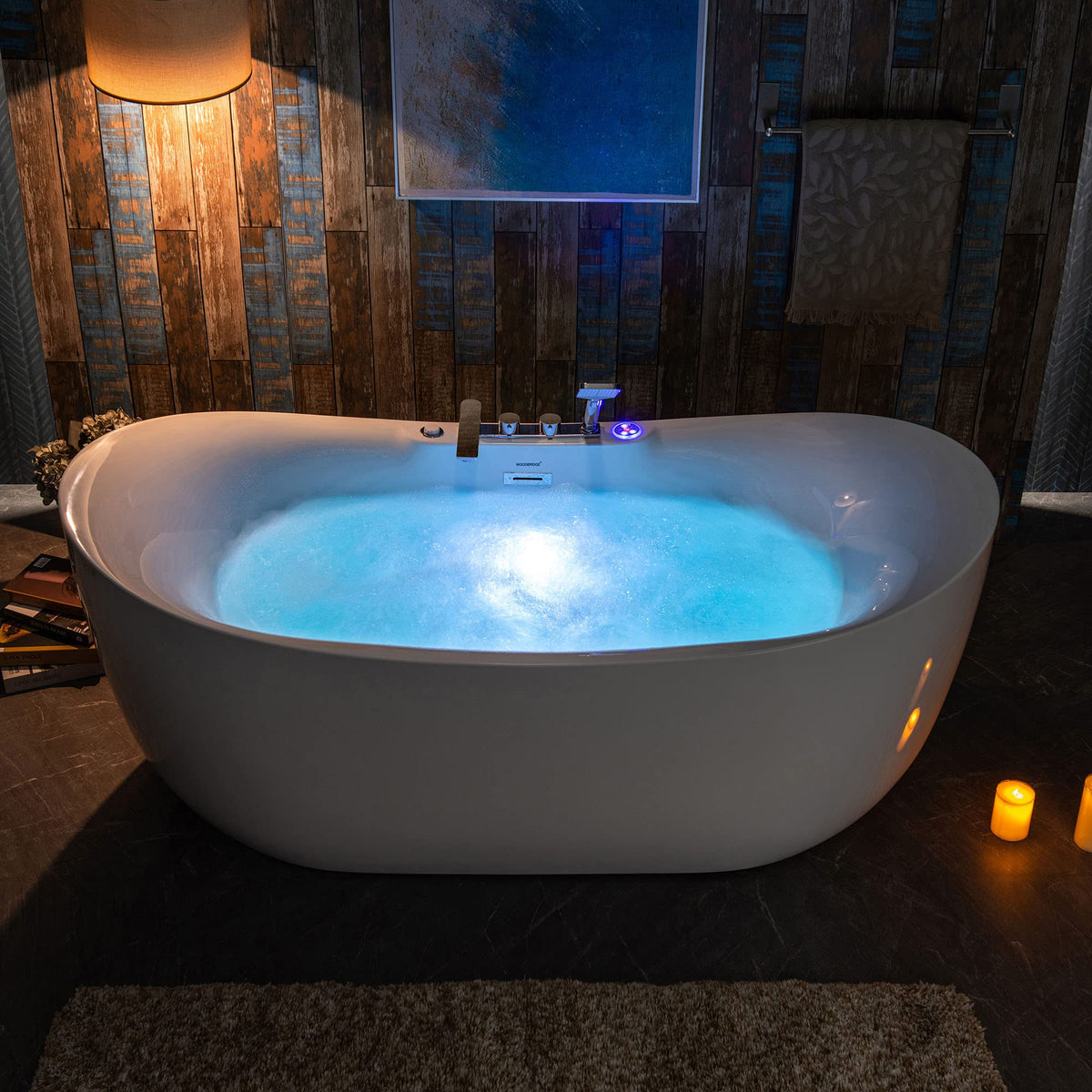 WOODBRIDGE 72"Ã35-3/8" Double Slipper Whirlpool&Air, Heated Soaking Bathtub