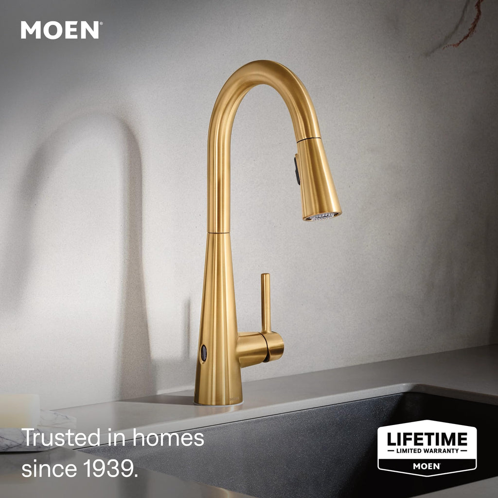 Moen Sleek Oil Rubbed Bronze One-Handle High Arc Kitchen Faucet with Pulldown Sprayer Featuring Power Boost for a Faster Clean, 7864ORB