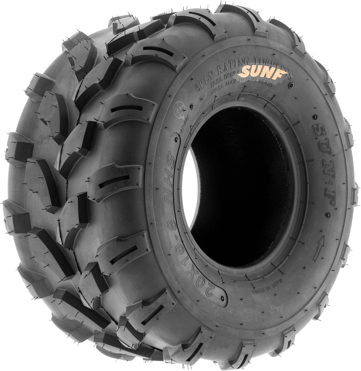 SunF Set of 2 ATV Tires 20x10.00-8, 20x10x8 Lawn Mower Off-Road Tires 6 Ply Directional Knobby Tread-A003