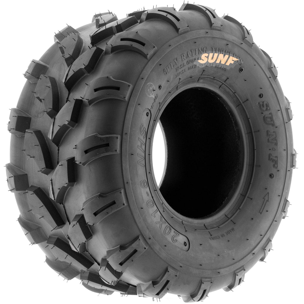 SunF Set of 2 ATV Tires 20x10.00-8, 20x10x8 Lawn Mower Off-Road Tires 6 Ply Directional Knobby Tread-A003