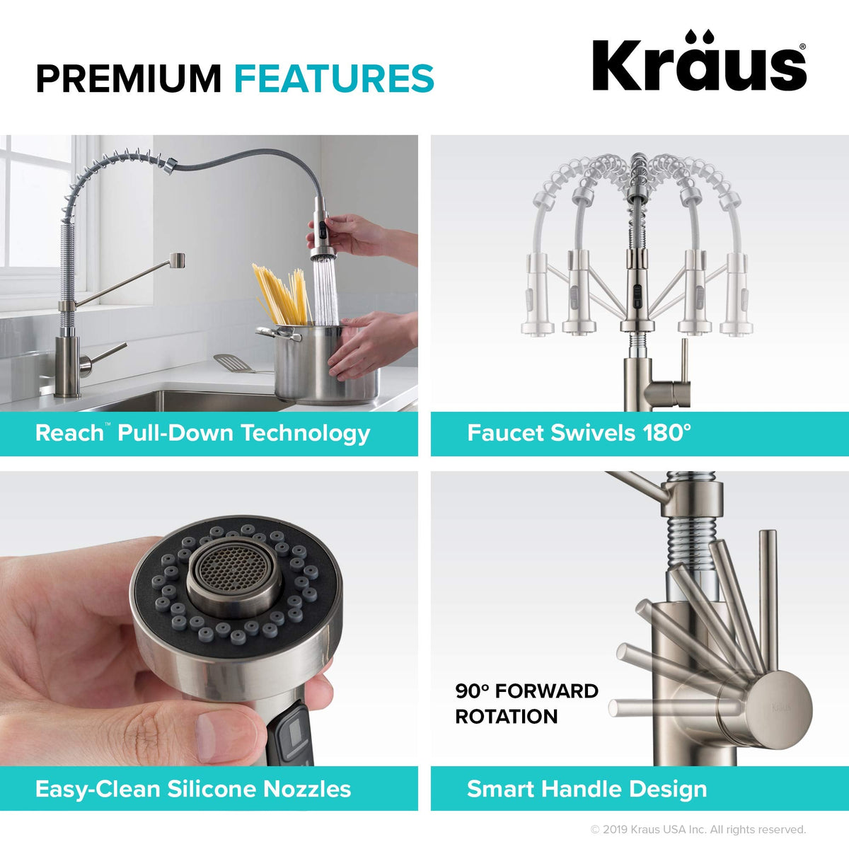 KRAUS Chrome 18.75 in Commercial Pull Down Kitchen Faucet KPF-1610CH