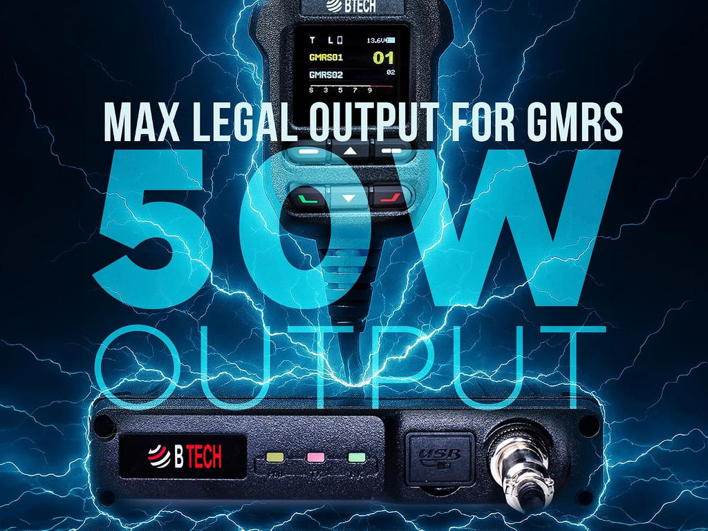 BTECH GMRS-50PRO IP54 Weatherproof 50-Watt GMRS Base Station Radio with Bluetooth, GPS, NOAA, and Advanced Features, Dual Band (VHF/UHF) Scanner, Long Range Two-Way GMRS Walkie Talkie
