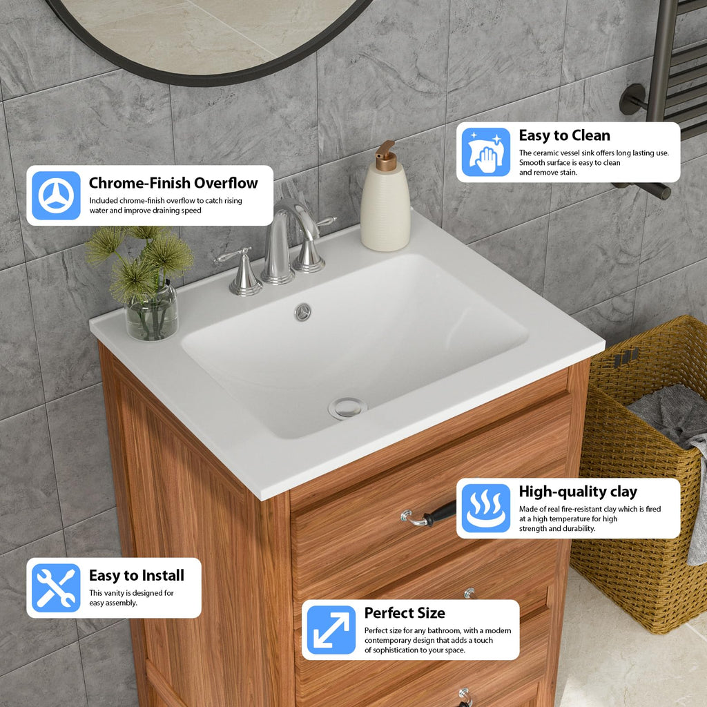 Lordear 17x12 Inch Undermount Bathroom Sink (Installation Size: 15"x10") Vanity Small Sinks Rectangle Pure White Porcelain Ceramic Bath Lavatory Vanity Sink Basin with Overflow