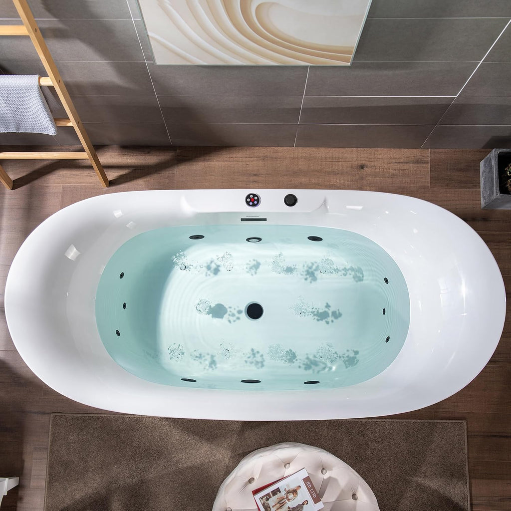 WOODBRIDGE 72"Ã35-3/8" Double Slipper Whirlpool&Air, Heated Soaking Bathtub