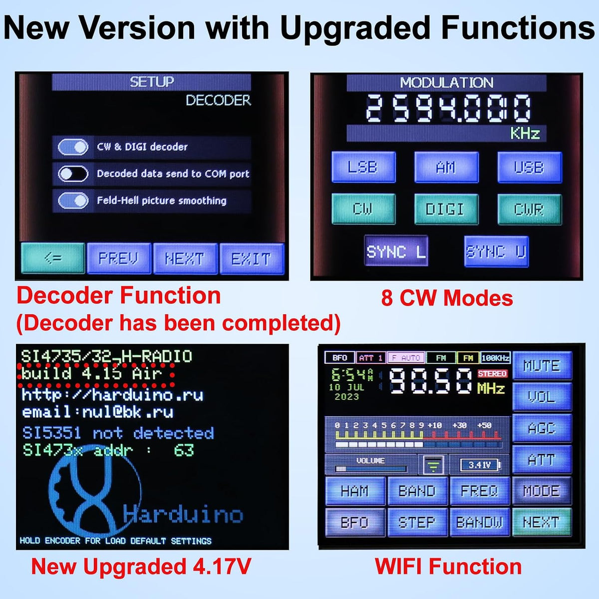 SI4732 ATS-25 max-Decoder Full-Band Radio Receiver, Built-in Morse Code and Digital Communication decoder Support CW RTTY FT4 FT8 LSB SWï¼4.17 Version ï¼