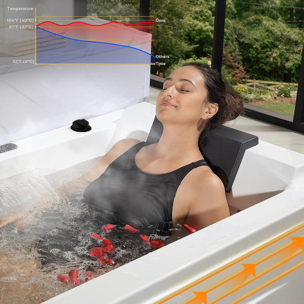 Empava Acrylic Whirlpool Bathtub, 71" Jetted Tub with Healing Chromotherapy