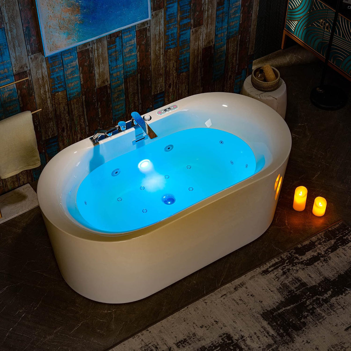 WOODBRIDGE 59"Ã31-1/2" Compact Whirlpool & Air, Heated Bathtub with Faucet