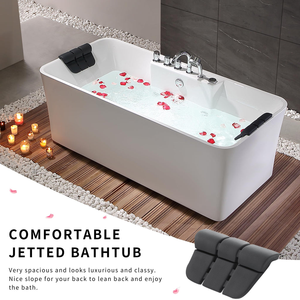 Empava 59" Corner Jetted Bathtub - 2 Person Whirlpool Tub with Heater
