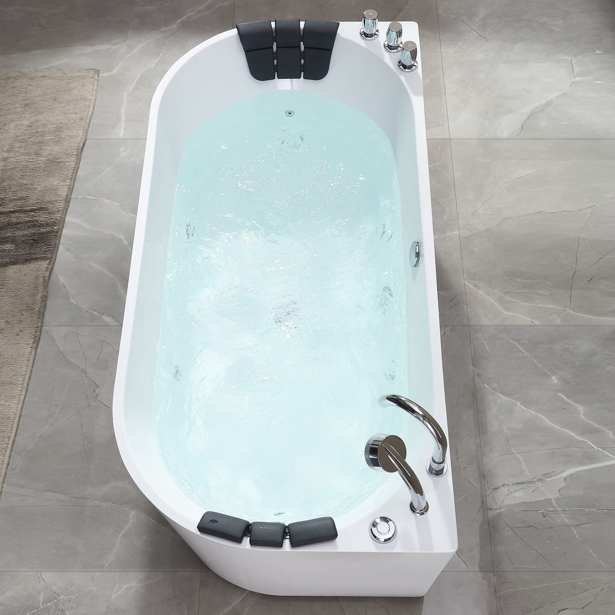 Empava 59 in. Acrylic Freestanding Tub Hydromassage Gracefully Oval Shaped