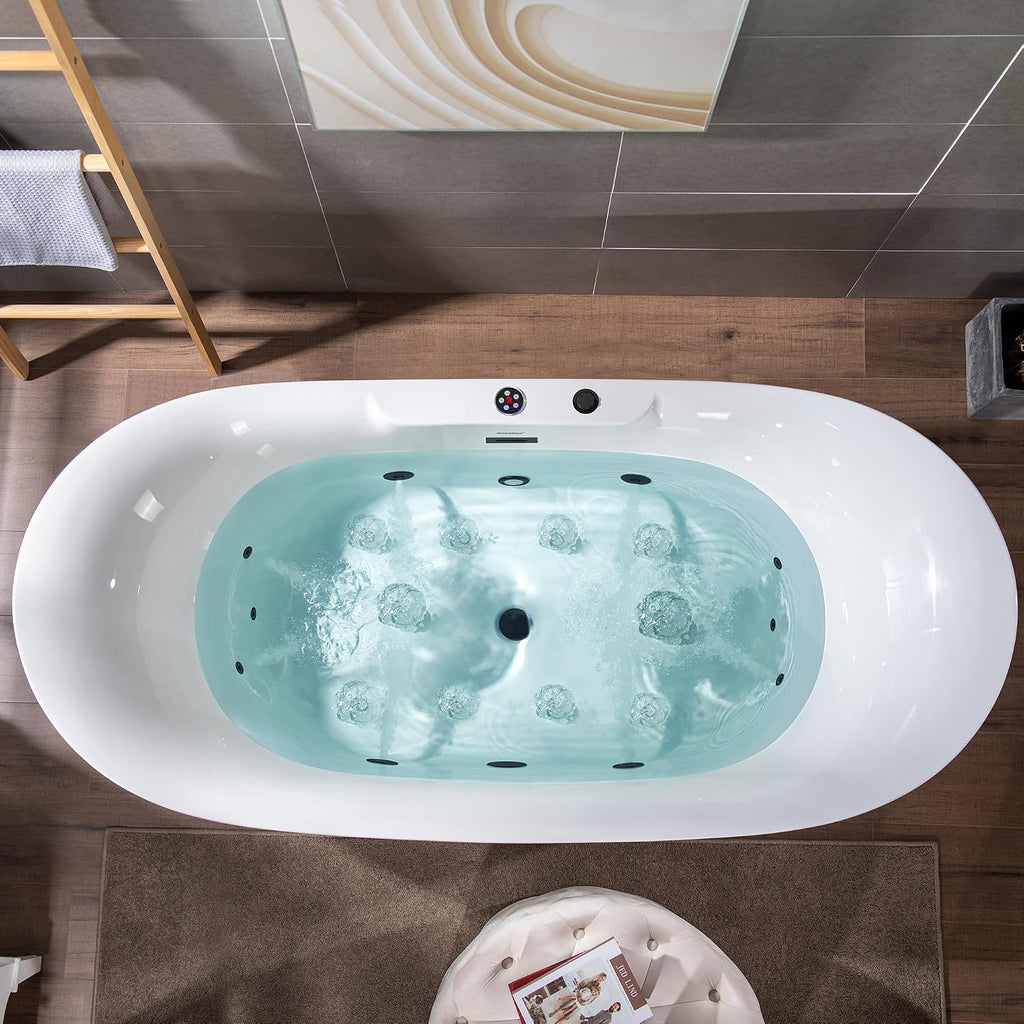 WOODBRIDGE 72"Ã35-3/8" Double Slipper Whirlpool&Air, Heated Soaking Bathtub