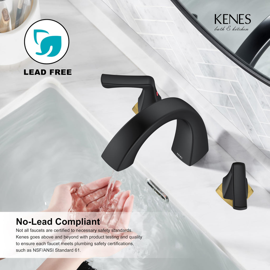 KENES Bathroom Faucets for Sink 3 Hole, Chrome 8 Inch 2 Handle Widespread