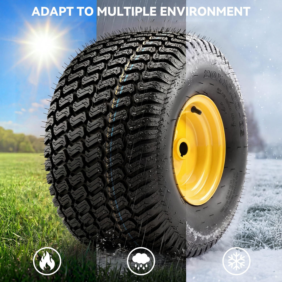YITAMOTOR 20x8.00-8 Tubeless Lawn Mower Tire & Wheel Assemblies