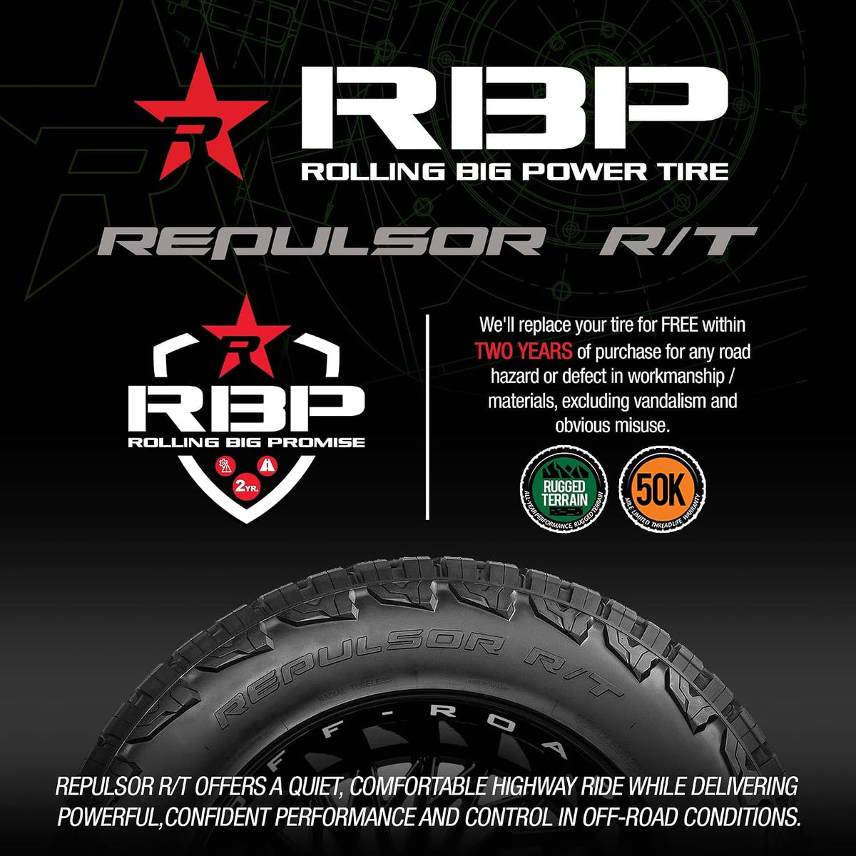 RBP Repulsor R/T LT295/70R18 E/10PLY BSW (1 Tires)