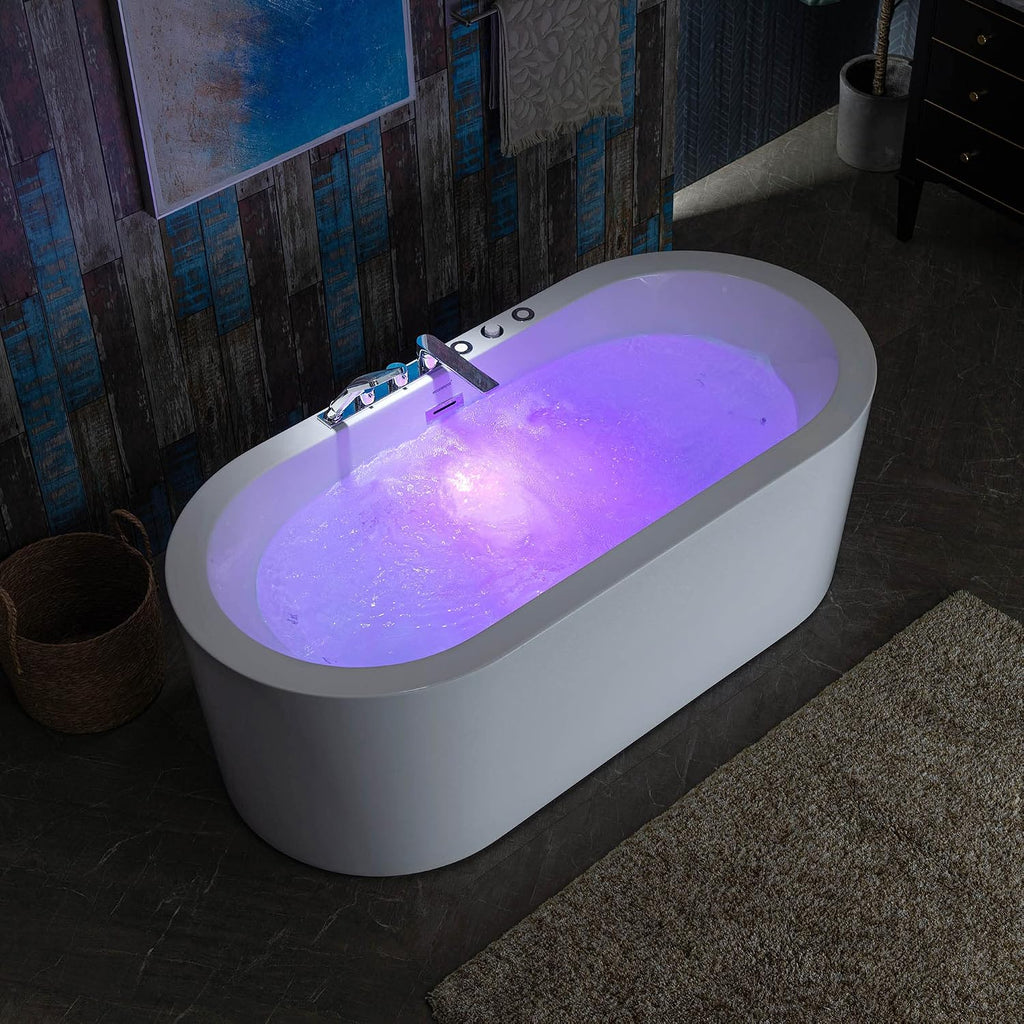 WOODBRIDGE 66-1/2" Ã 31-7/8" Whirlpool & Air, Heated Bathtub with Faucet