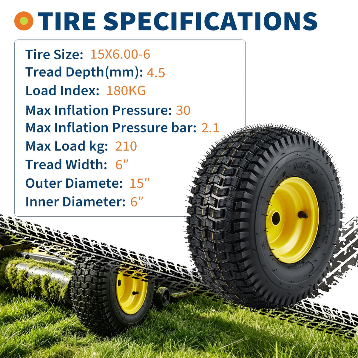 PioneerWorks 2Packs 20x10-8 Lawn Mower Tires and rim