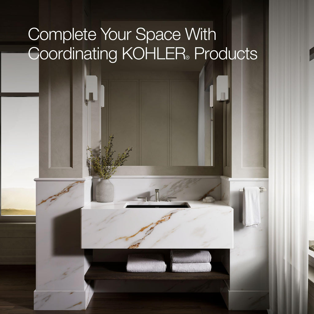 KOHLER 2215-0 Ladena Rectangular Undermount Bathroom Sink Vanity With Curved Bottom, 23-1/4 L x 16-1/4 W, White Bathroom Sinks