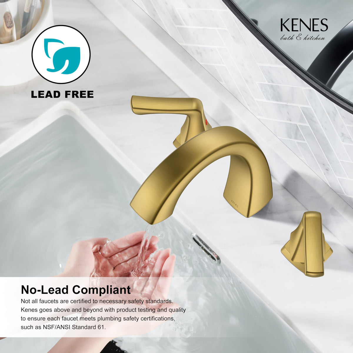 KENES Bathroom Faucets for Sink 3 Hole, Chrome 8 Inch 2 Handle Widespread