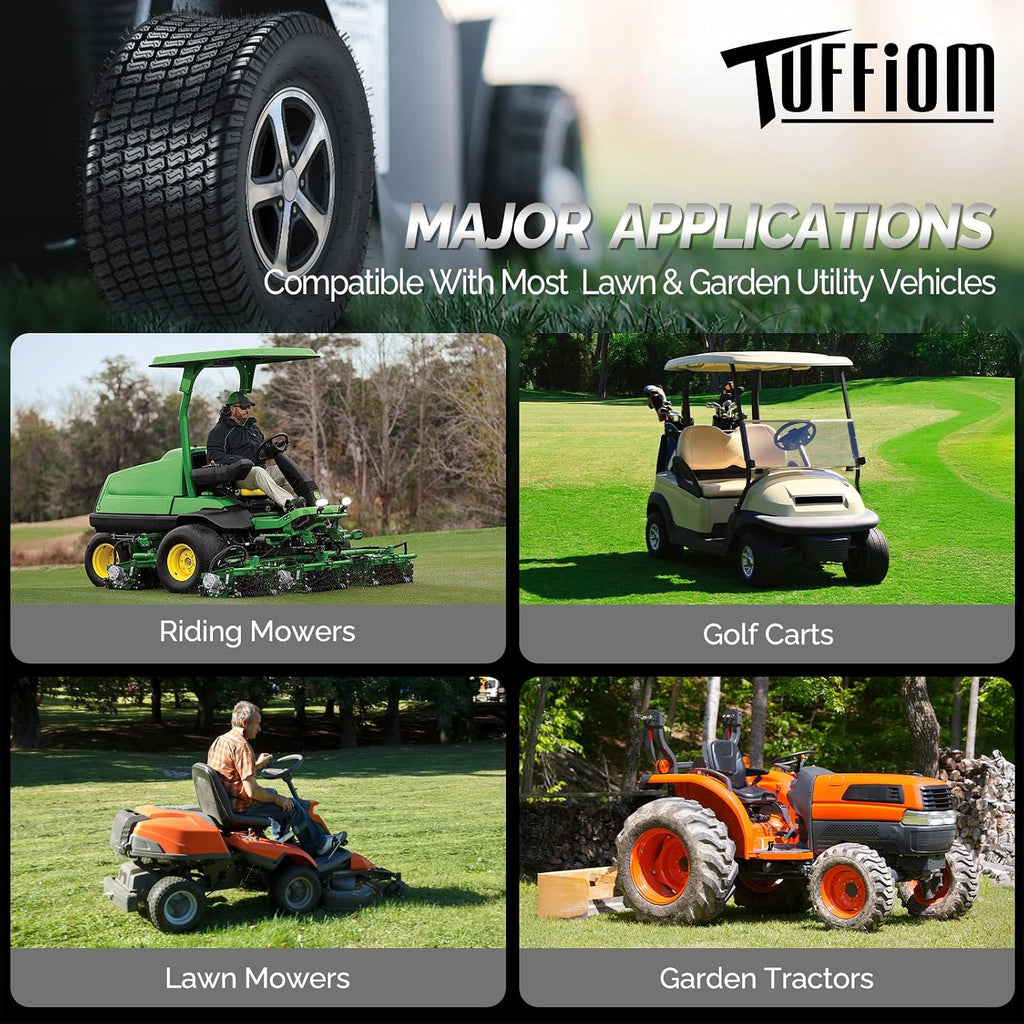TUFFIOM 24x12.00-12 Lawn Mower Tires Set of 2, 6PR Turf Tire Lawn & Garden Tires for Garden Tractor Riding Mower, Tubeless