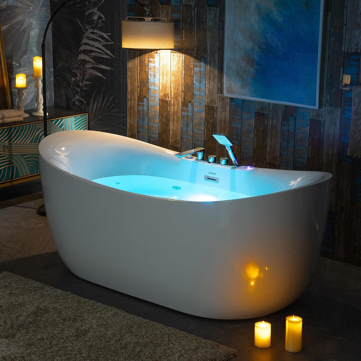 WOODBRIDGE 72"Ã35-3/8" Whirlpool & Air, Heated Soaking Bathtub with Faucet