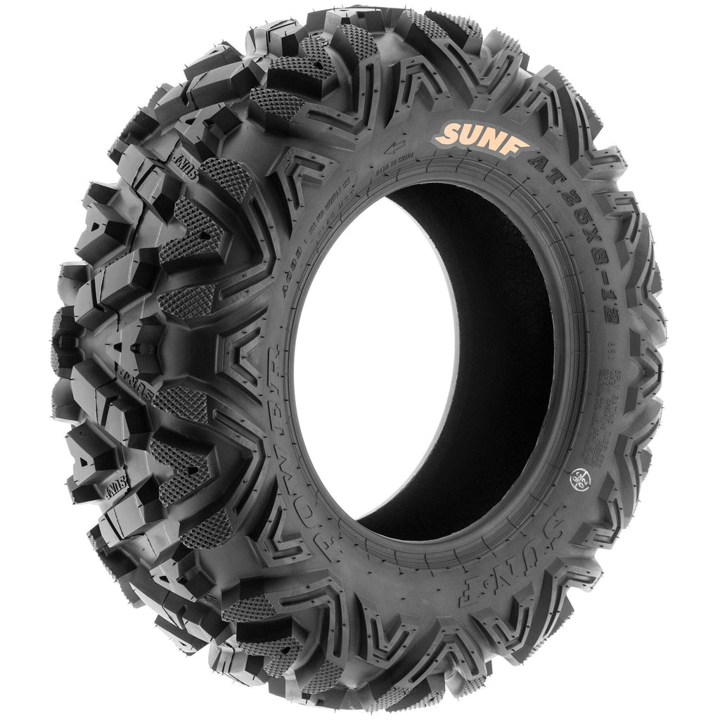 Set of 4 SunF Power.I ATV UTV all-terrain Tires 25x8-12 Front & 25x10-12 Rear, 6 PR, Tubeless A033