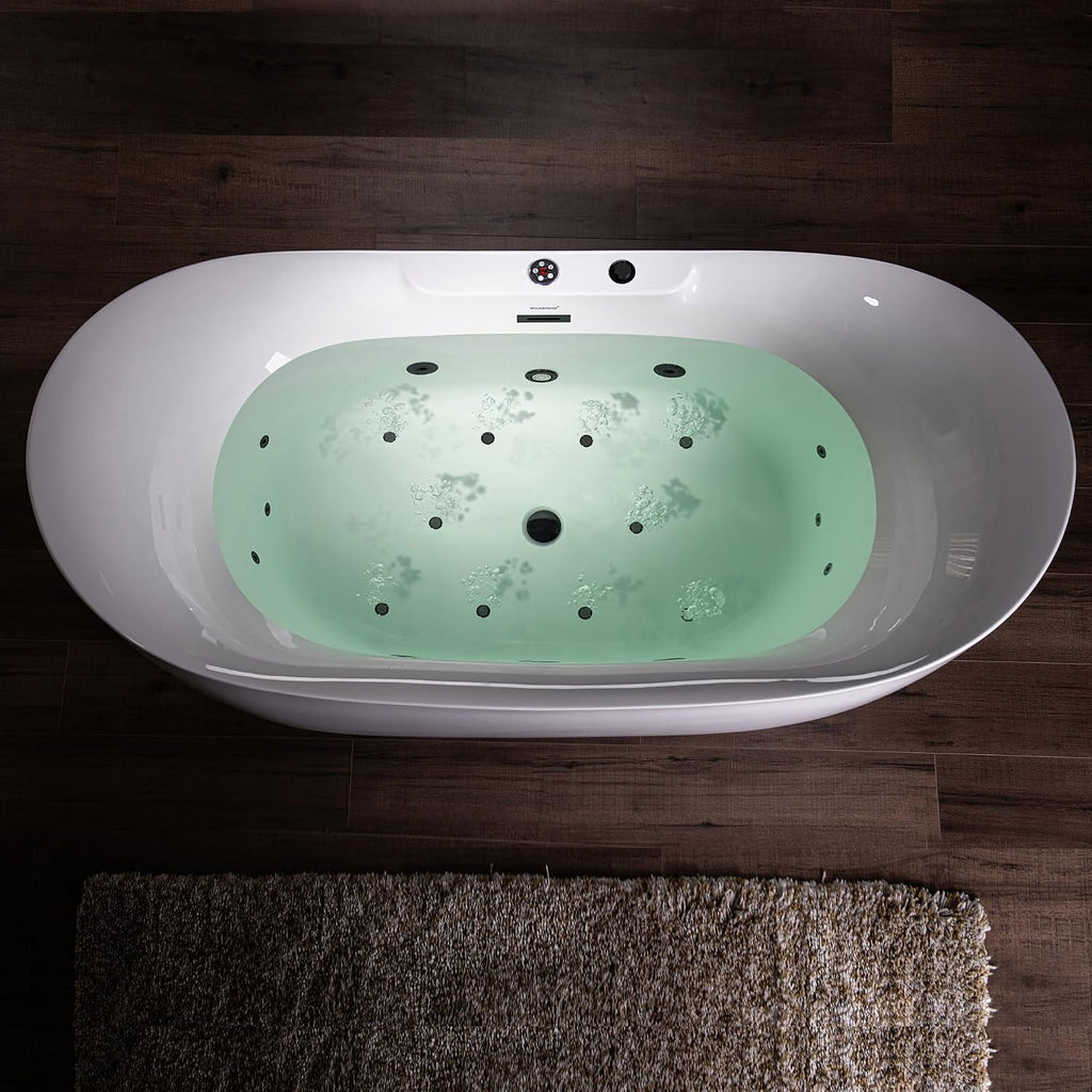 WOODBRIDGE 72"Ã35-3/8" Double Slipper Whirlpool&Air, Heated Soaking Bathtub