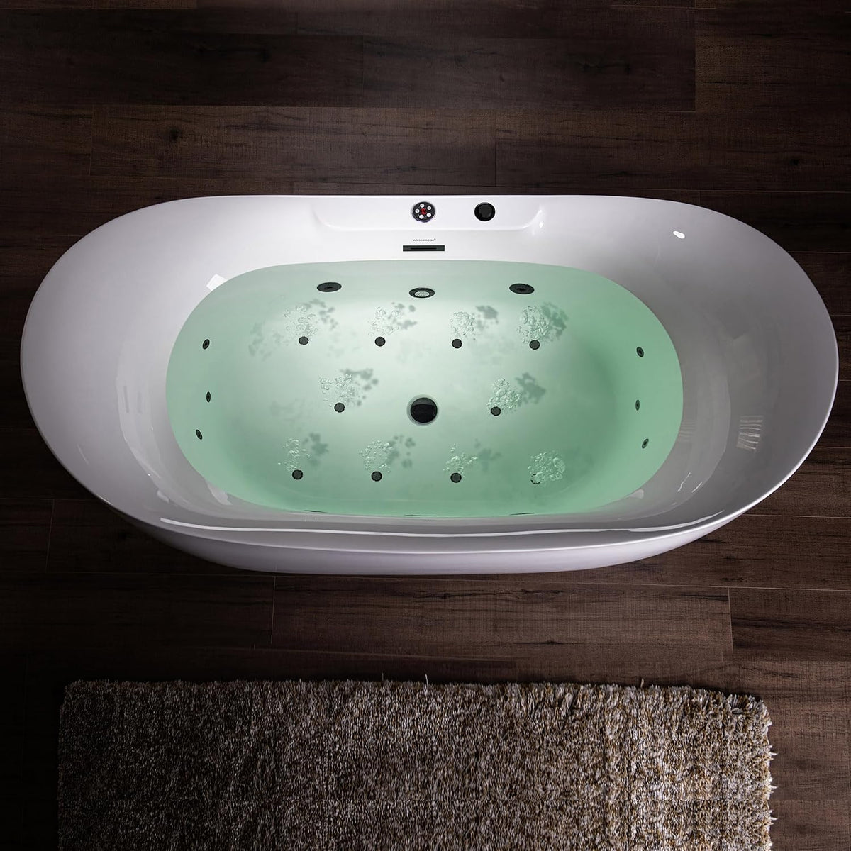 WOODBRIDGE 72"Ã35-3/8" Double Slipper Whirlpool&Air, Heated Soaking Bathtub