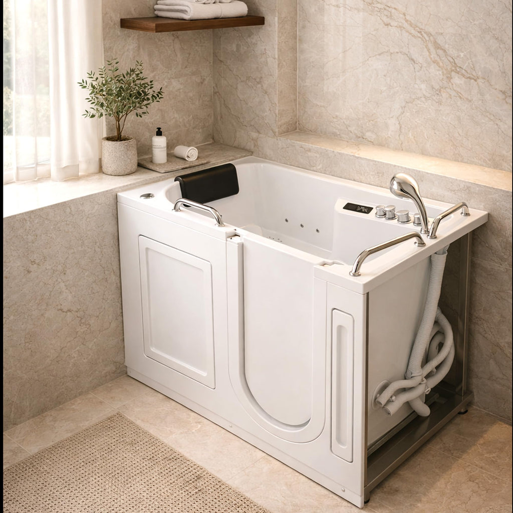 ANZZI Walk In Tub, 30 X 53 In, Left Drain, Air & Whirlpool Jets, 110v