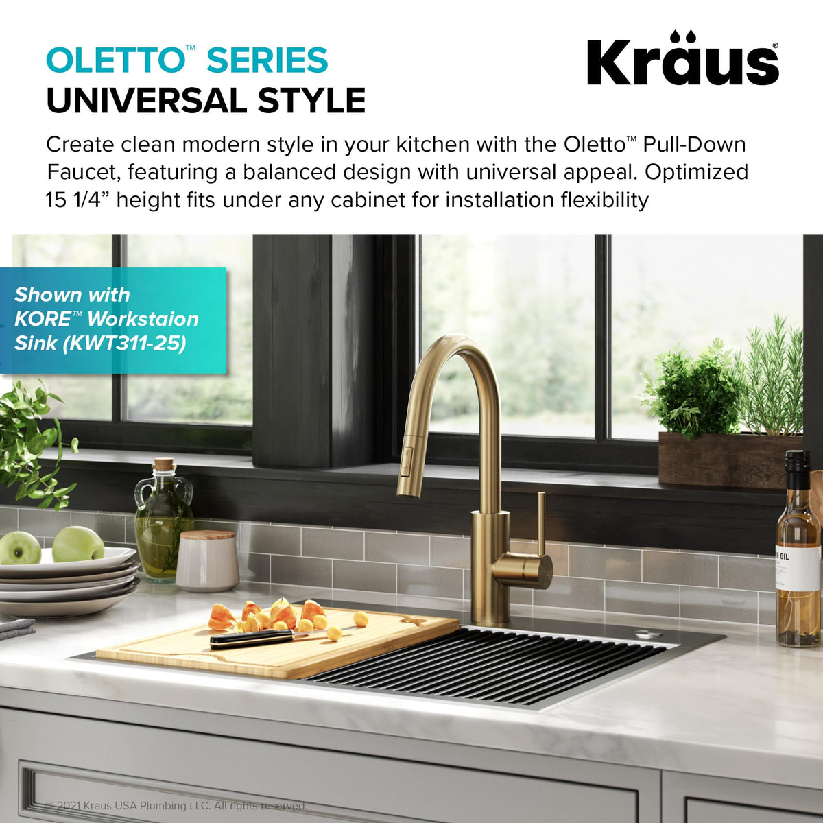 KRAUS Purita 100% Lead-Free Kitchen Water Filter Faucet in Spot Free Antique Champagne Bronze, FF-100SFACB