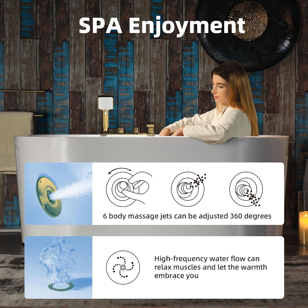 WOODBRIDGE 59"Ã31-1/2" Compact Whirlpool & Air, Heated Bathtub with Faucet
