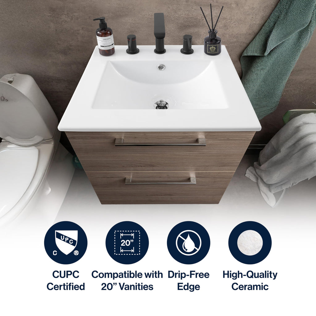 JONATHAN Y Ancillary 30" Bathroom 3-Hole Sink Top, White