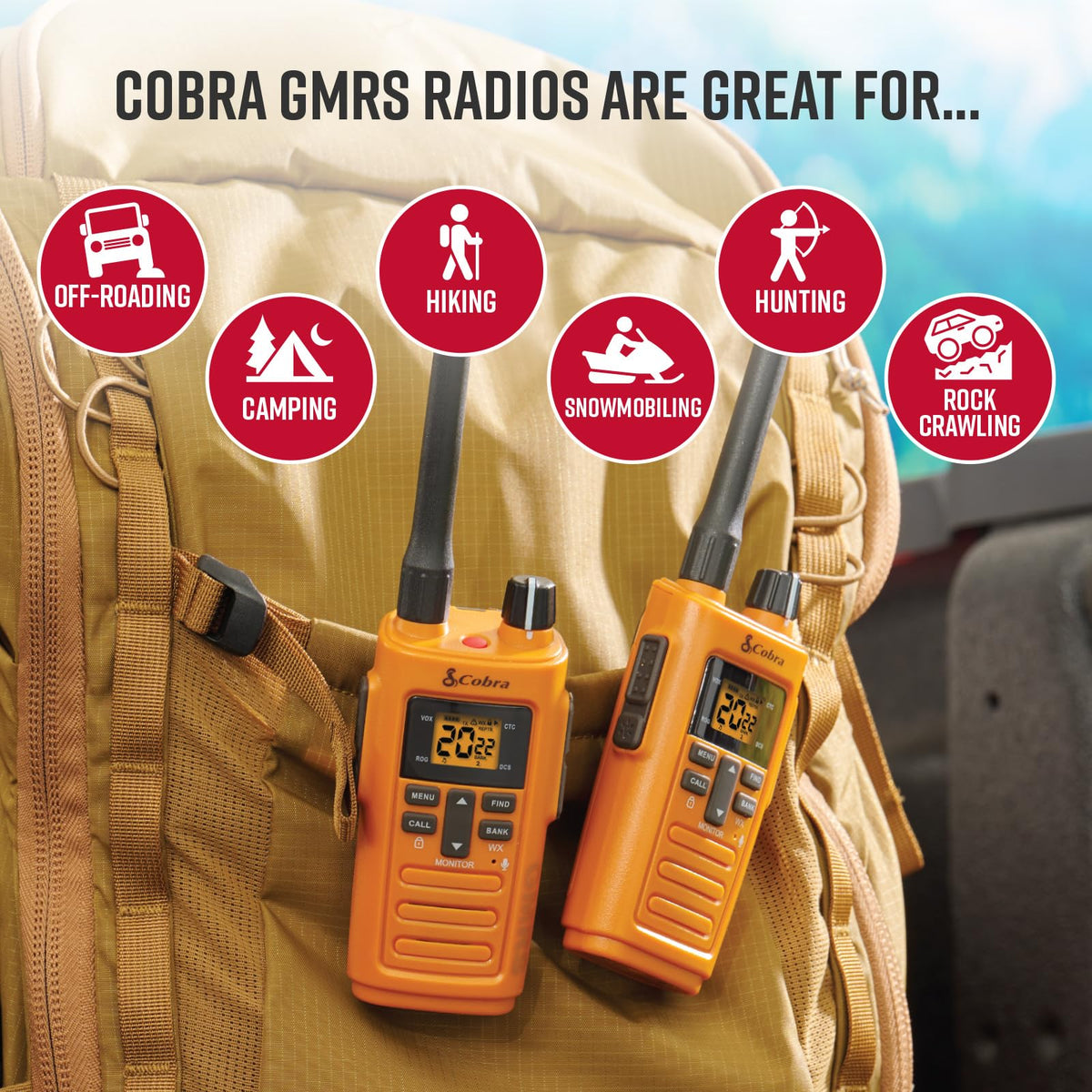Cobra Trailblazer 450 GMRS Radio (2-Pack), IP54 Weather Resistant, NOAA