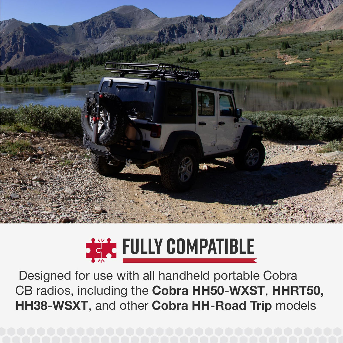Cobra HHRT50 Road Trip CB Radio - 2-Way Handheld Emergency Radio with Access to Full 40 Channels & NOAA Alerts, Rooftop Magnet Mount Antenna and Omni-Directional Microphone, Black, 6.3" x 2" x 1.75"